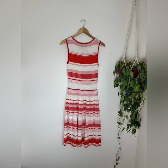 Kate Spade New York Striped Sleeveless Woven Knit Pleated Sweater Dress - Picture 8 of 8